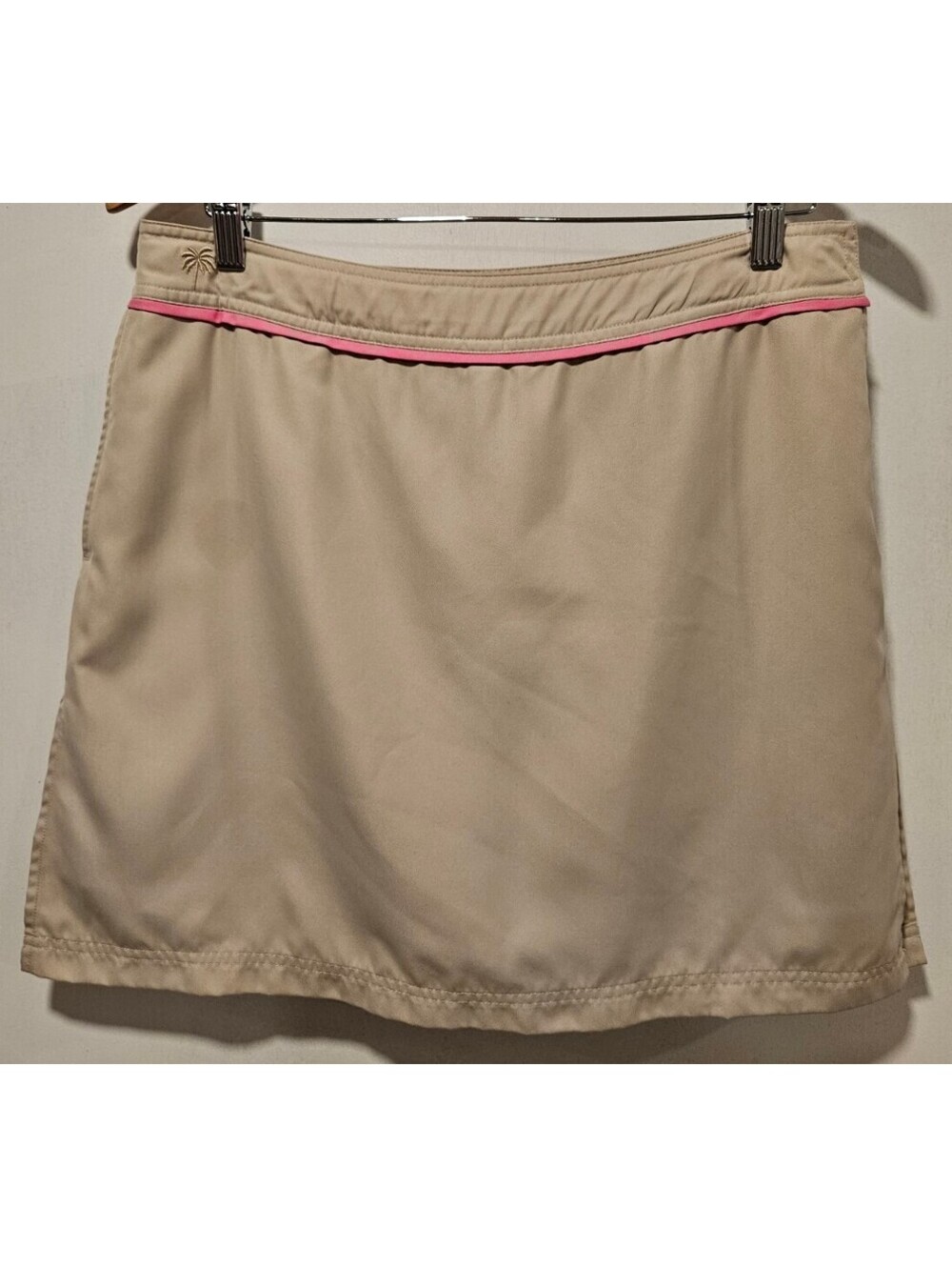 Lilly Pulitzer Size 10 Khaki Skort Pink Piping Pockets Golf Tennis Skirt
